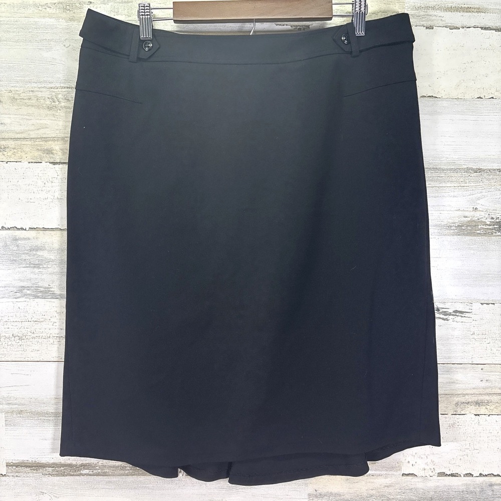 Lane Bryant Black Pencil‎ Pleated Back Over Knee Business Career Skirt Size 16